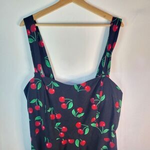 🍒Sara Cherry Print Rockabilly Sweetheart Dress